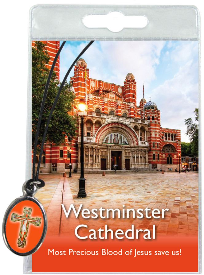 medaglia crocifisso della cattedrale di westminster con laccio e preghiera in inglese
