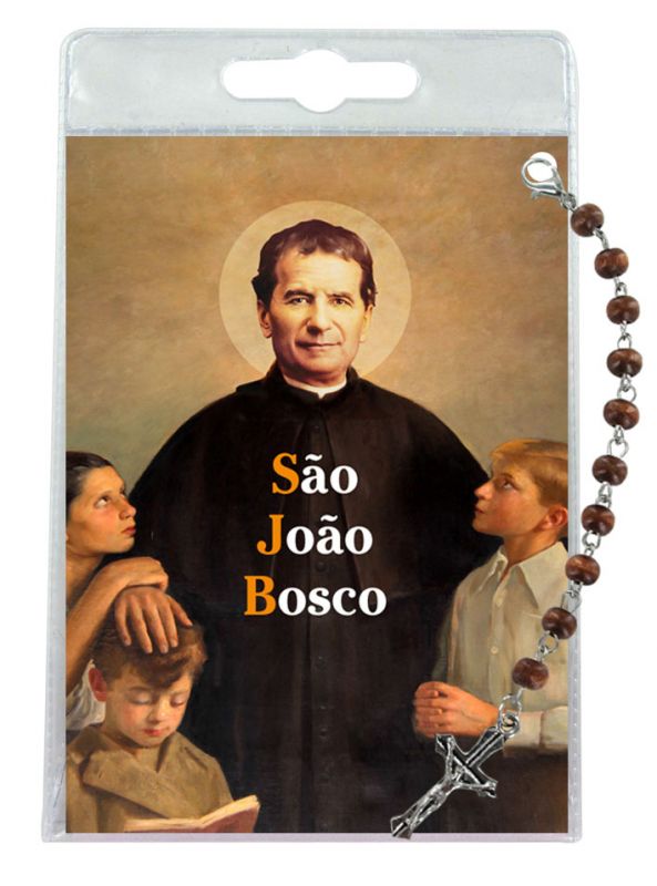 decina in legno con immagine di san giovanni bosco