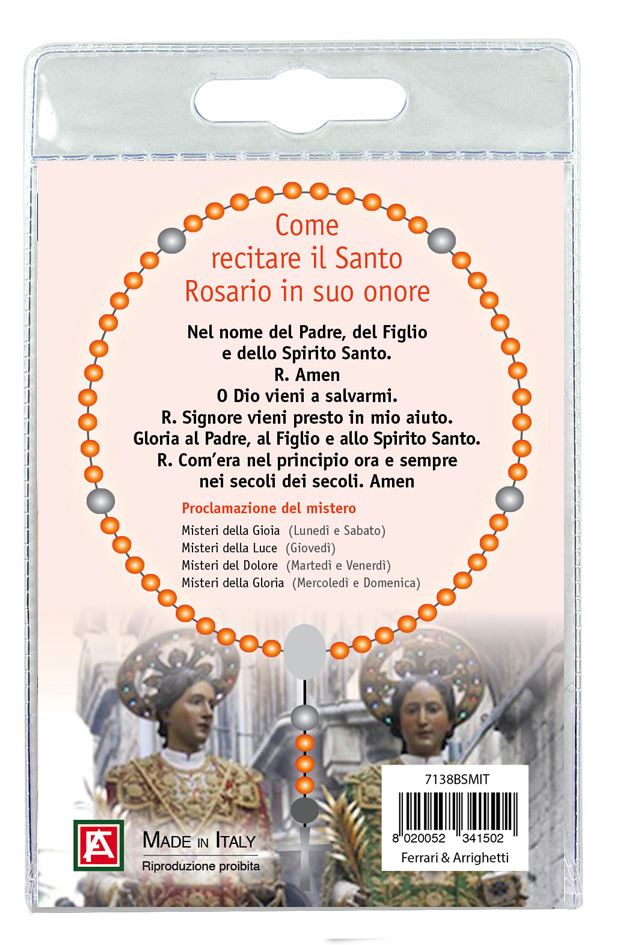 decina dei santi medici di bitonto con blister trasparente e preghiera	