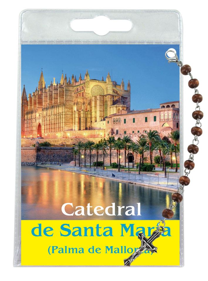 decina della cattedrale di santa maria (palma maiorca) con blister trasparente e preghiera - spagnolo