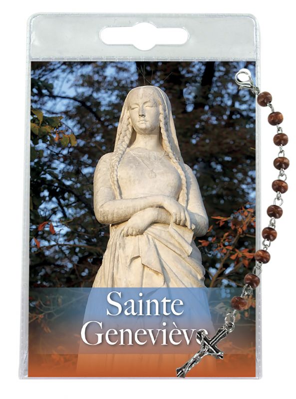 decina di santa genoveffa con blister trasparente e preghiera in francese