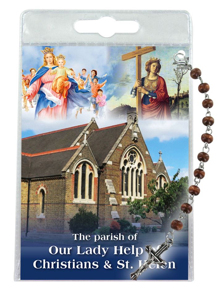 decina di our lady help of christians & st. helen con blister e preghiera - inglese
