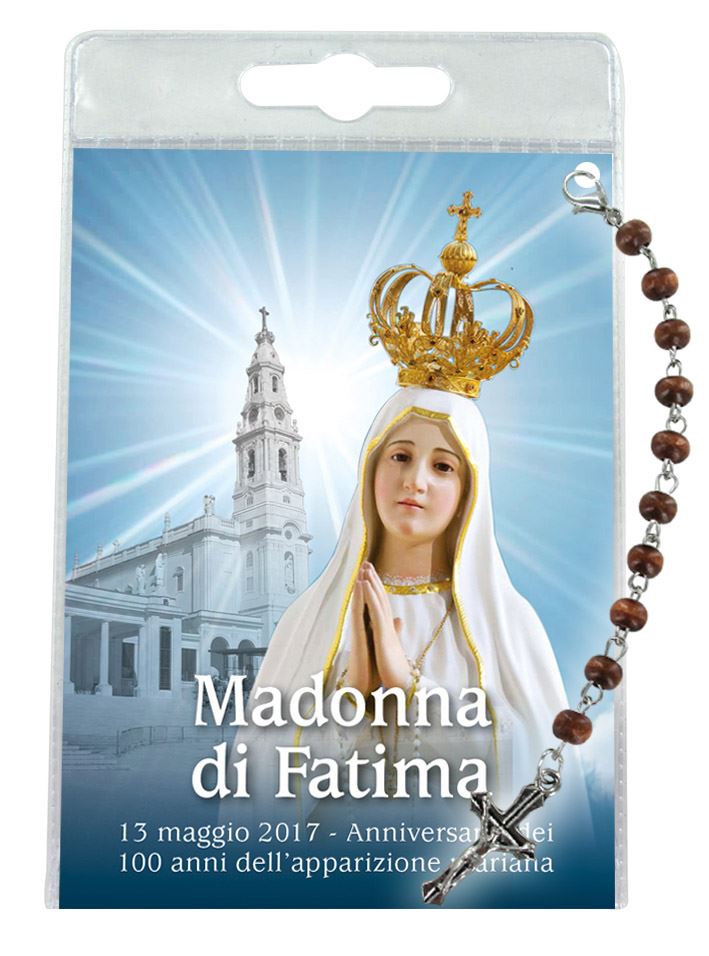 decina della madonna di fatima con blister trasparente e preghiera 
