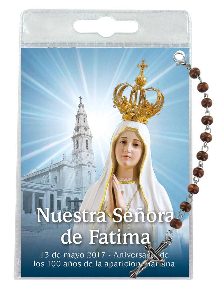 decina della madonna di fatima con blister trasparente e preghiera - spagnolo