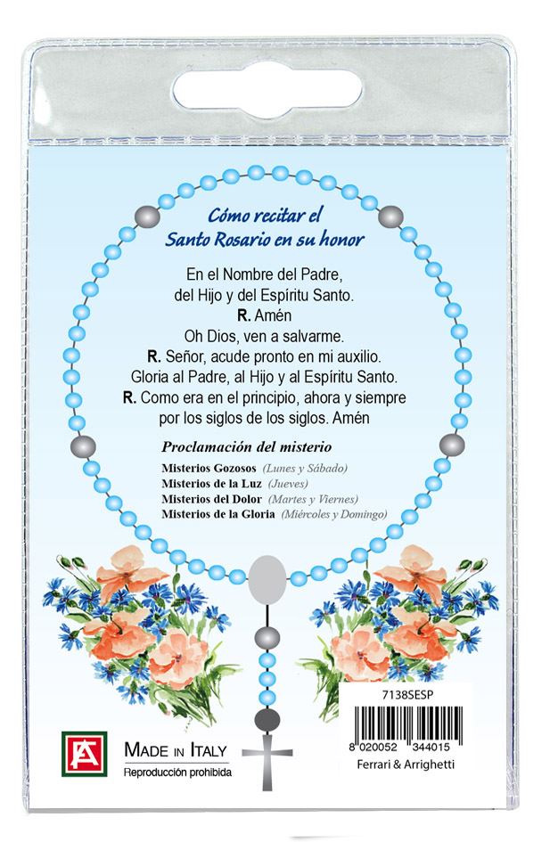 decina di sant eulalia con blister trasparente e preghiera - spagnolo