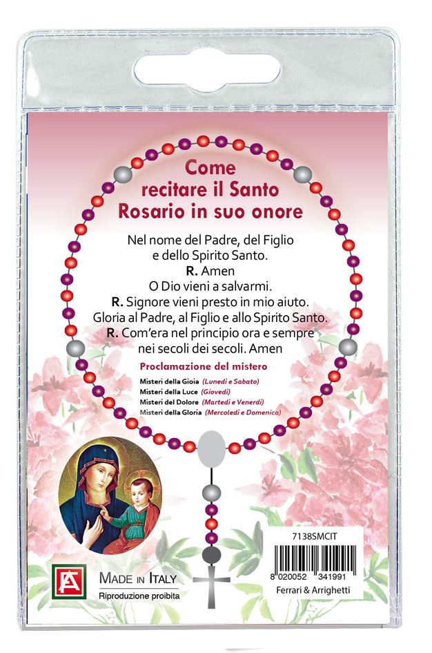 decina di santa maria della consolazione con blister trasparente e preghiera