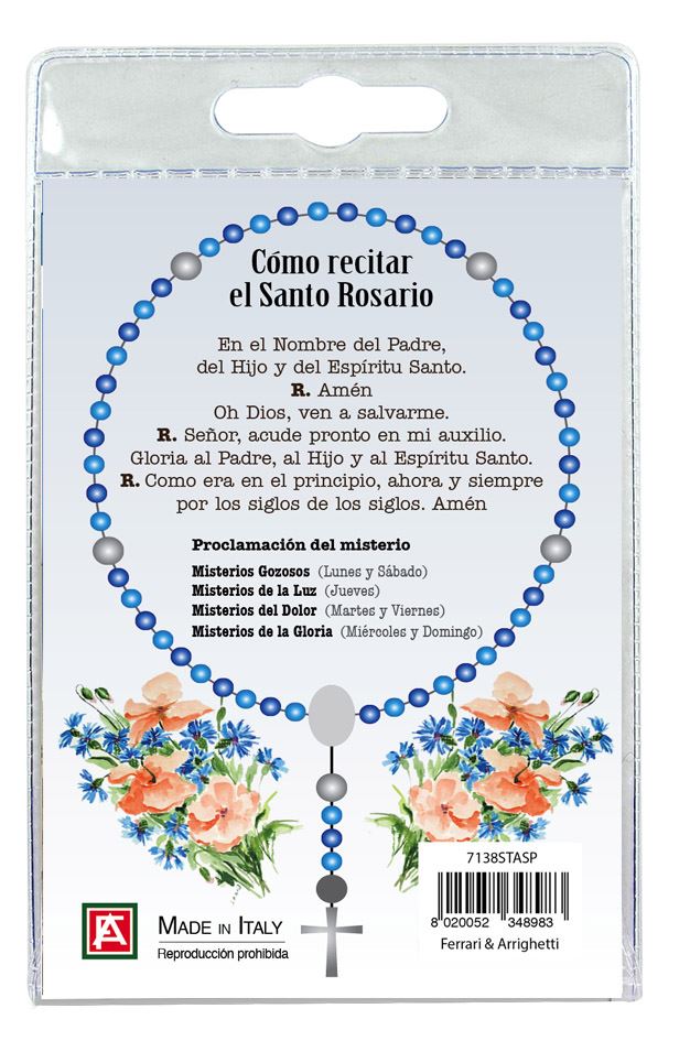 decina di santa teresa d'avila con blister trasparente e preghiera - spagnolo