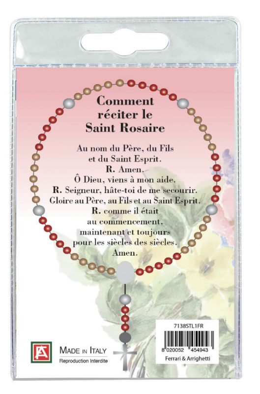 decina santa teresa di lisieux con blister trasparente e preghiera  in francese