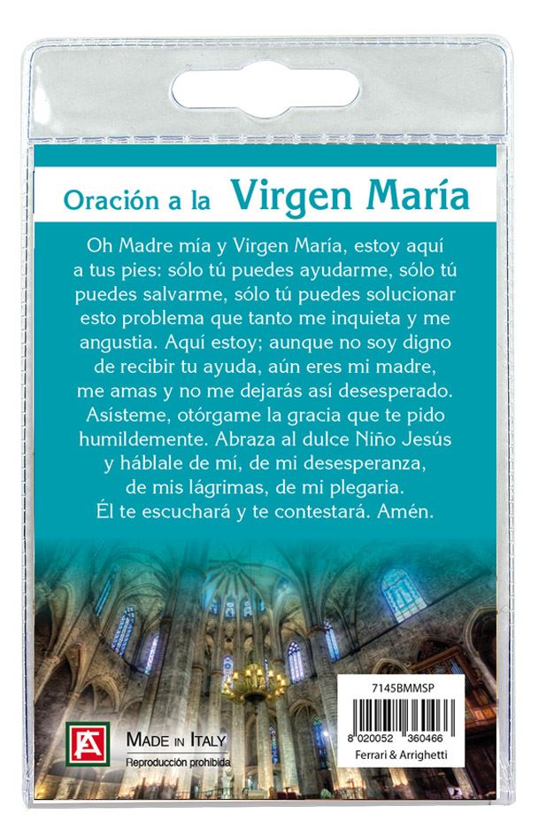 calamita basílica santa maria del mar in metallo nichelato con preghiera in spagnolo