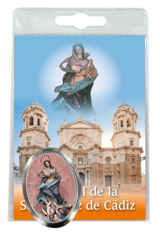 calamita catedral de cadix in metallo nichelato con preghiera in spagnolo