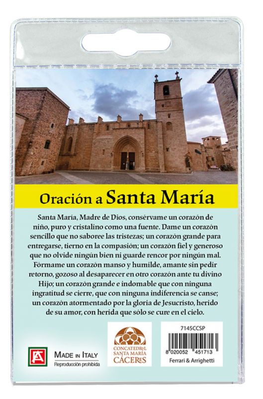 calamita concatedral de caceres in metallo nichelato con preghiera in spagnolo