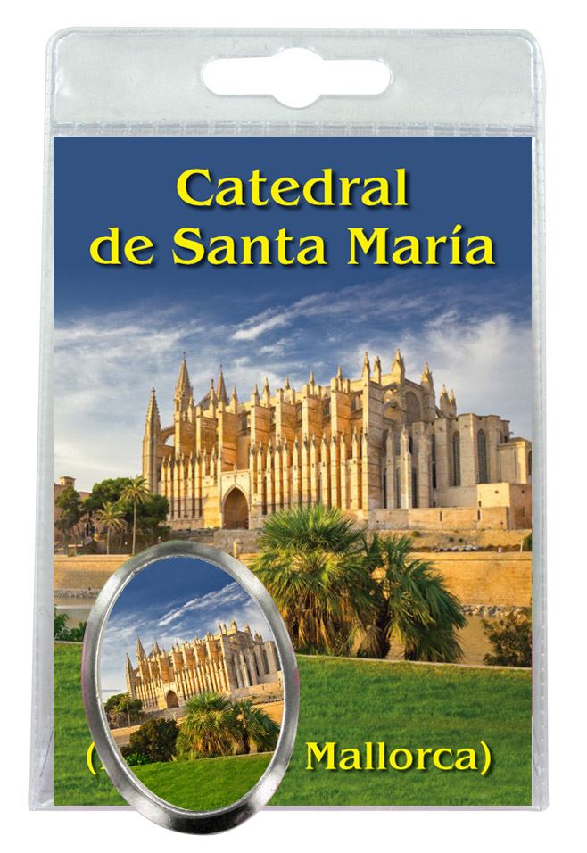 calamita cattedrale di santa maria (palma di maiorca) in metallo nichelato con preghiera in spagnolo