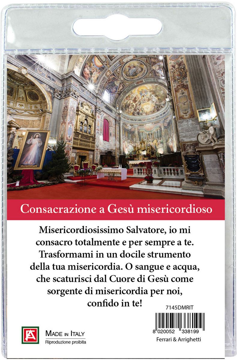 calamita divina misericordia (roma) in metallo nichelato con preghiera in italiano