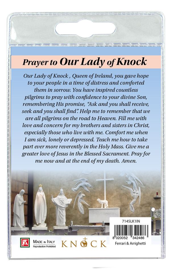 calamita our lady of knock in metallo nichelato con preghiera in inglese (versione 1)