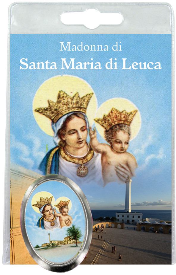 calamita santa maria di leuca in metallo nichelato con preghiera in italiano