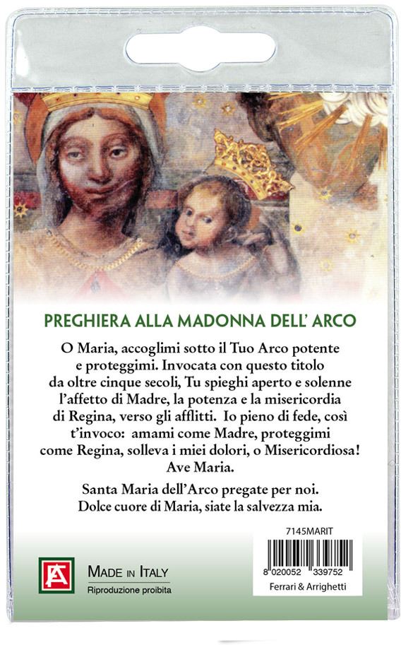 calamita santuario madonna dell'arco in metallo nichelato con preghiera in italiano