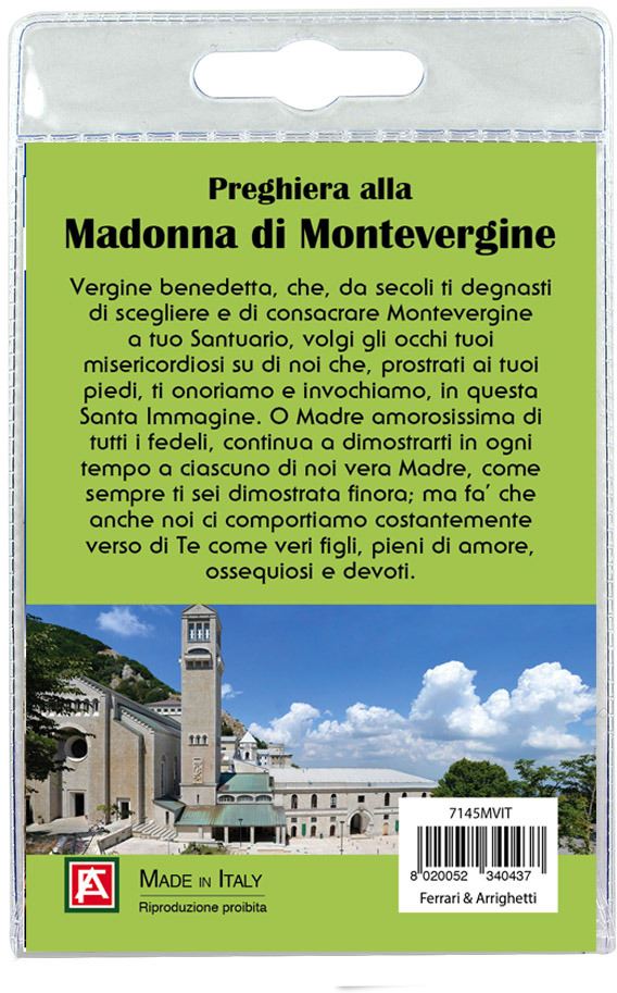 calamita madonna di montevergine in metallo nichelato con preghiera in italiano