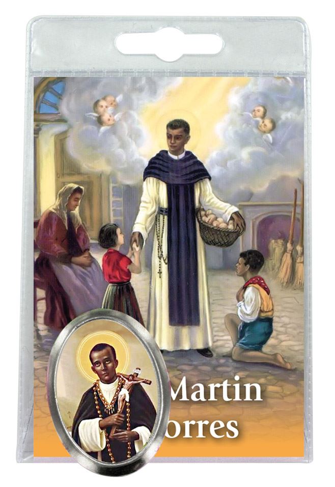 calamita saint martin de porres in metallo nichelato con preghiera in inglese