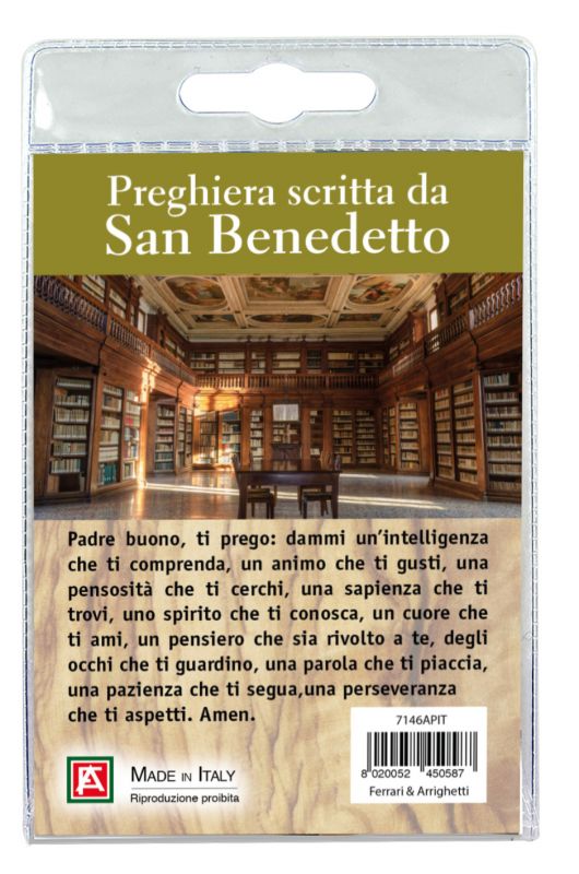 portachiavi abbazia di praglia con decina in ulivo e preghiera in italiano