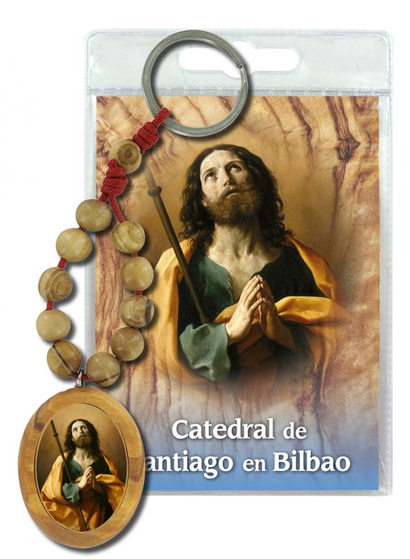 portachiavi catedral de bilbao con decina in ulivo e preghiera in spagnolo