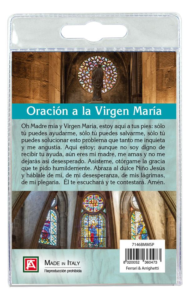 portachiavi basilica santa maria del mar con decina in ulivo e preghiera in spagnolo