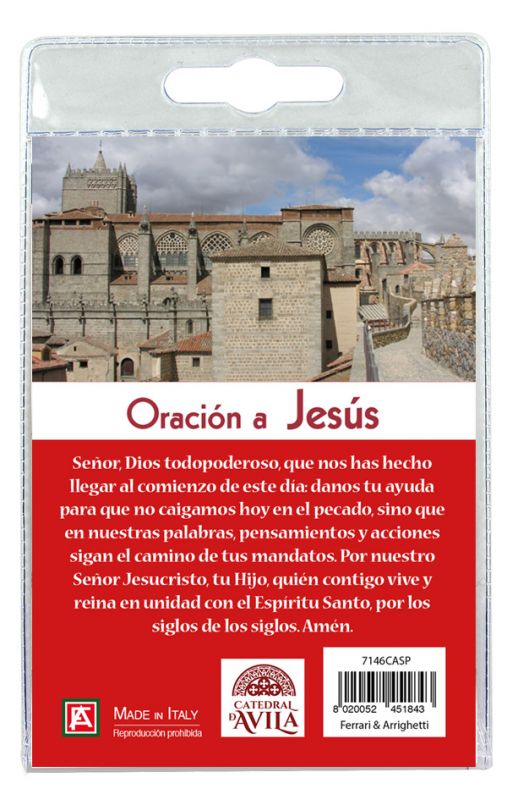 portachiavi catedral de avila con decina in ulivo e preghiera in spagnolo