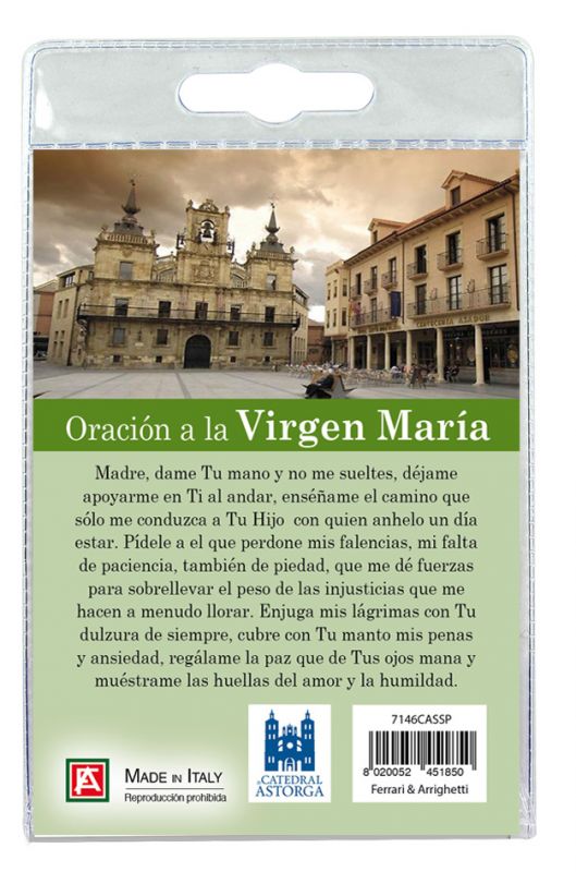 portachiavi catedral de astorga con decina in ulivo e preghiera in spagnolo