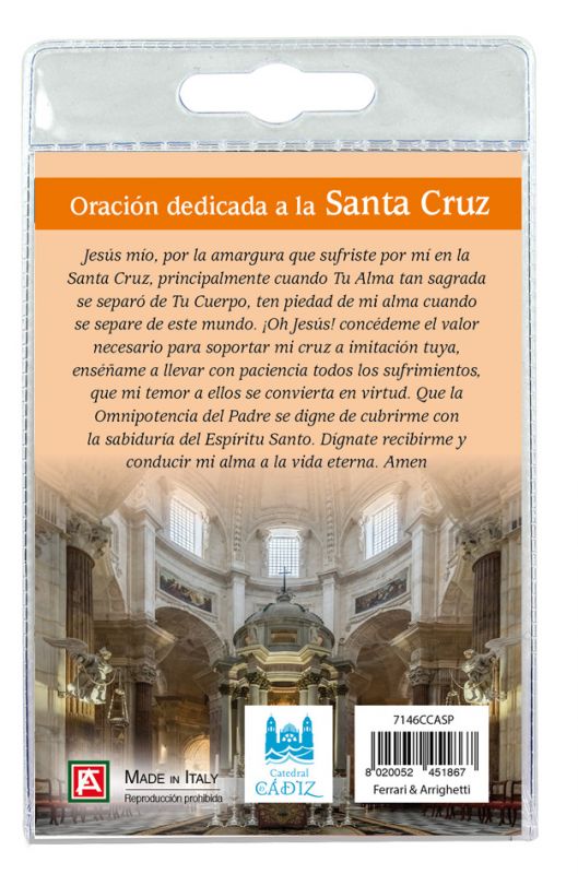 portachiavi catedral de cadiz con decina in ulivo e preghiera in spagnolo