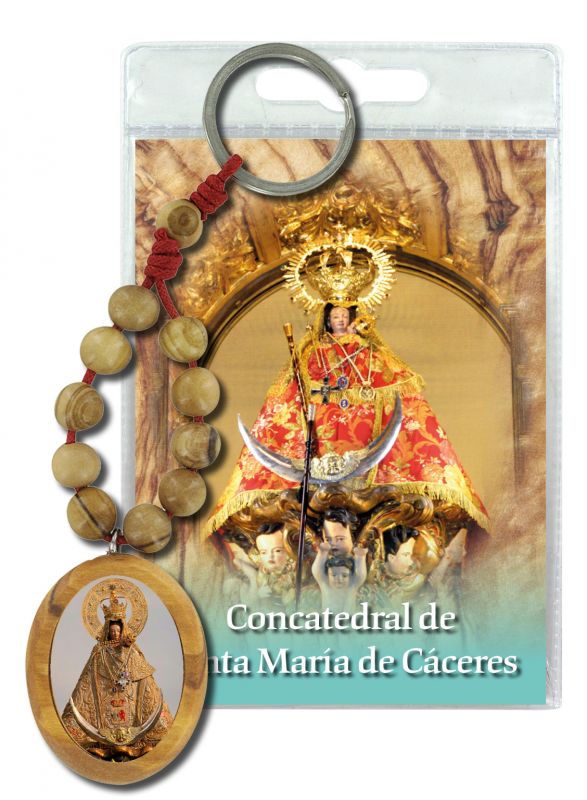 portachiavi concatedral de caceres) con decina in ulivo e preghiera in spagnolo