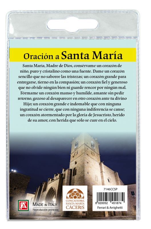 portachiavi concatedral de caceres) con decina in ulivo e preghiera in spagnolo