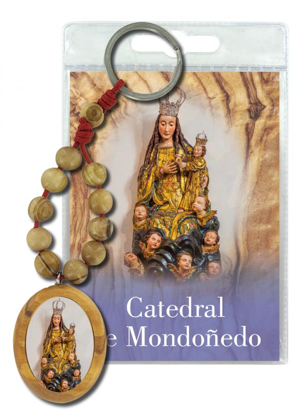 portachiavi catedral de mondonedo con decina in ulivo e preghiera in spagnolo