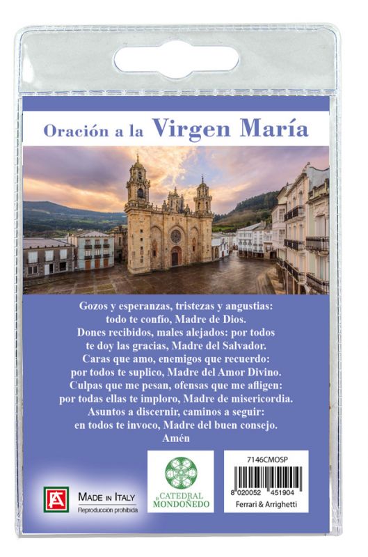 portachiavi catedral de mondonedo con decina in ulivo e preghiera in spagnolo