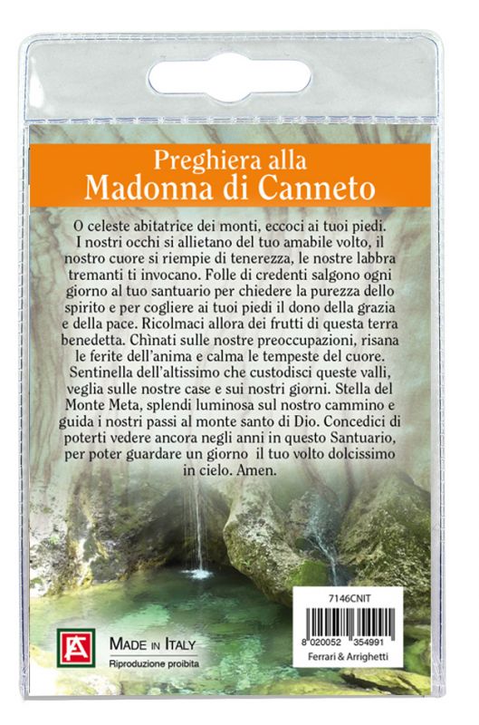 portachiavi madonna di canneto con decina in ulivo e preghiera in italiano