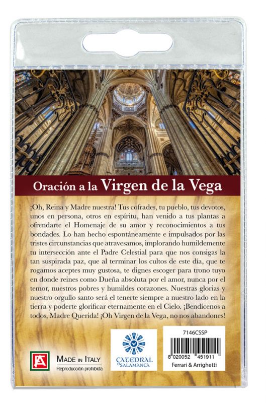 portachiavi catedral de salamanca con decina in ulivo e preghiera in spagnolo