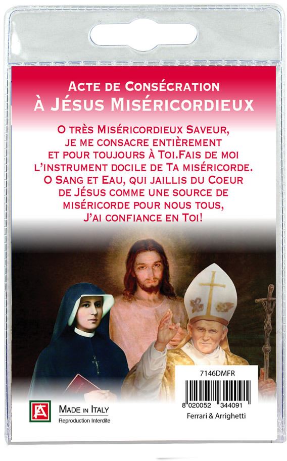 portachiavi divina misericordia con decina in ulivo e preghiera in francese