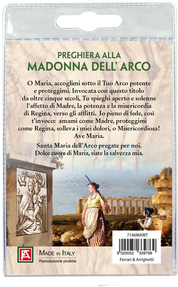 portachiavi santuario madonna dell'arco con decina in ulivo e preghiera in italiano