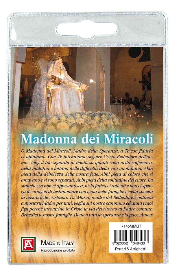portachiavi madonna dei miracoli con decina in ulivo e preghiera in italiano