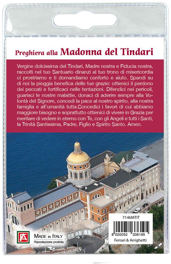 portachiavi madonna di tindari con decina in ulivo e preghiera in italiano