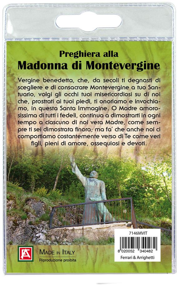 portachiavi madonna di montevergine con decina in ulivo e preghiera in italiano