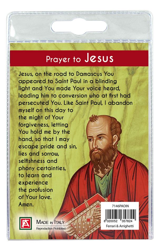 portachiavi san paolo apostolo con decina in ulivo e preghiera in inglese