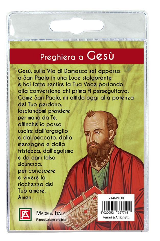 portachiavi san paolo apostolo con decina in ulivo e preghiera in italiano