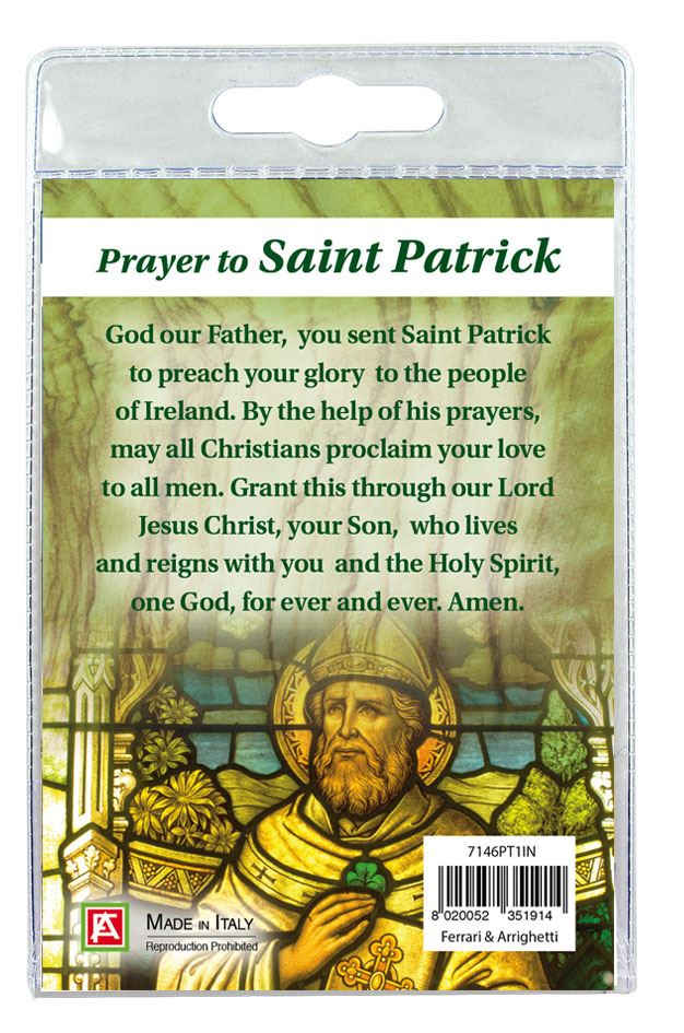 portachiavi saint patrick con decina in ulivo e preghiera in inglese
