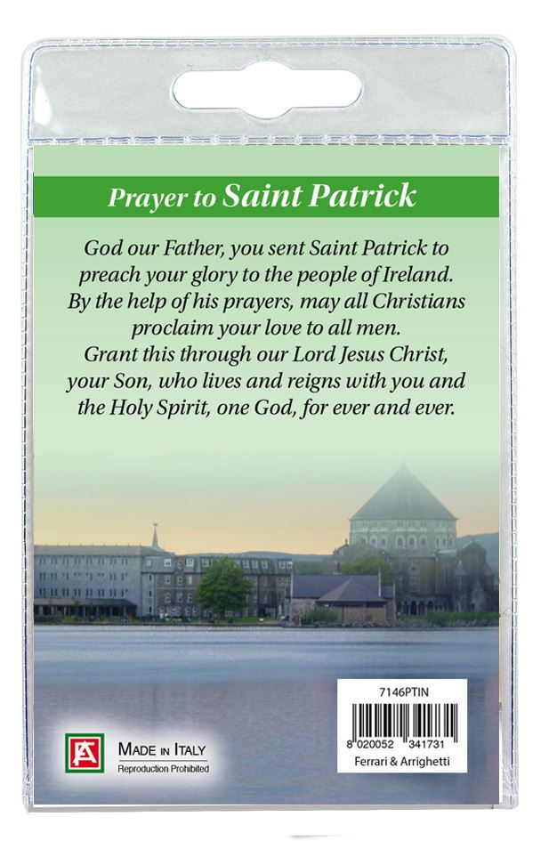 portachiavi saint patrick (lough derg) con decina in ulivo e preghiera in inglese