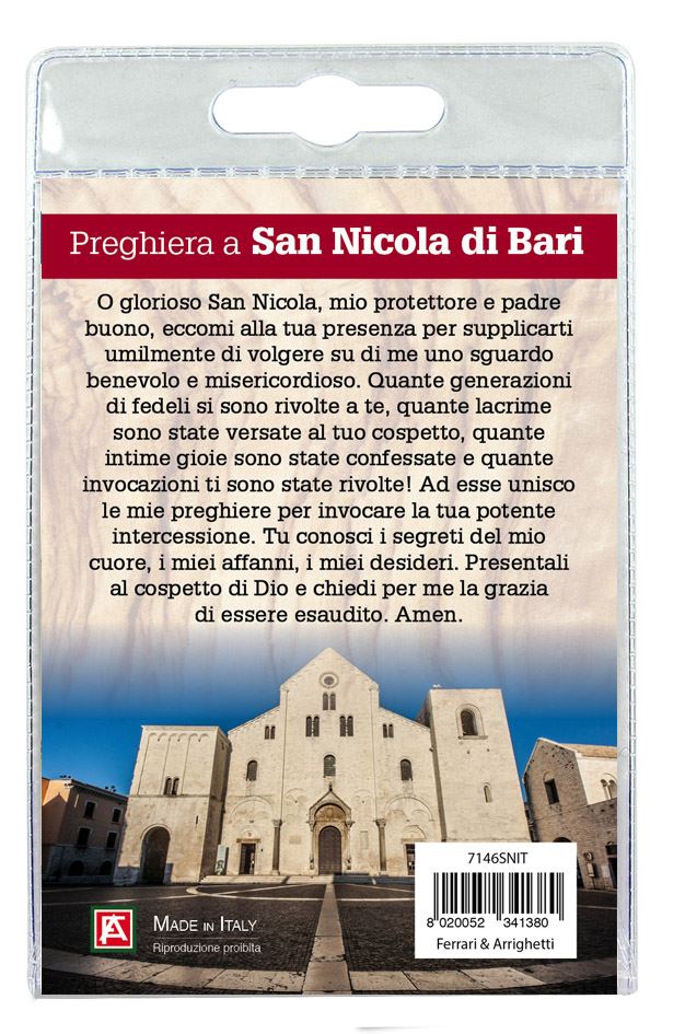 portachiavi san nicola di bari con decina in ulivo e preghiera in italiano