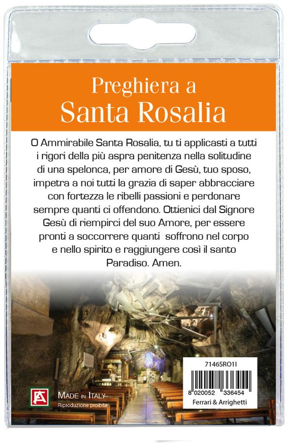 portachiavi santa rosalia con decina in ulivo e preghiera in italiano