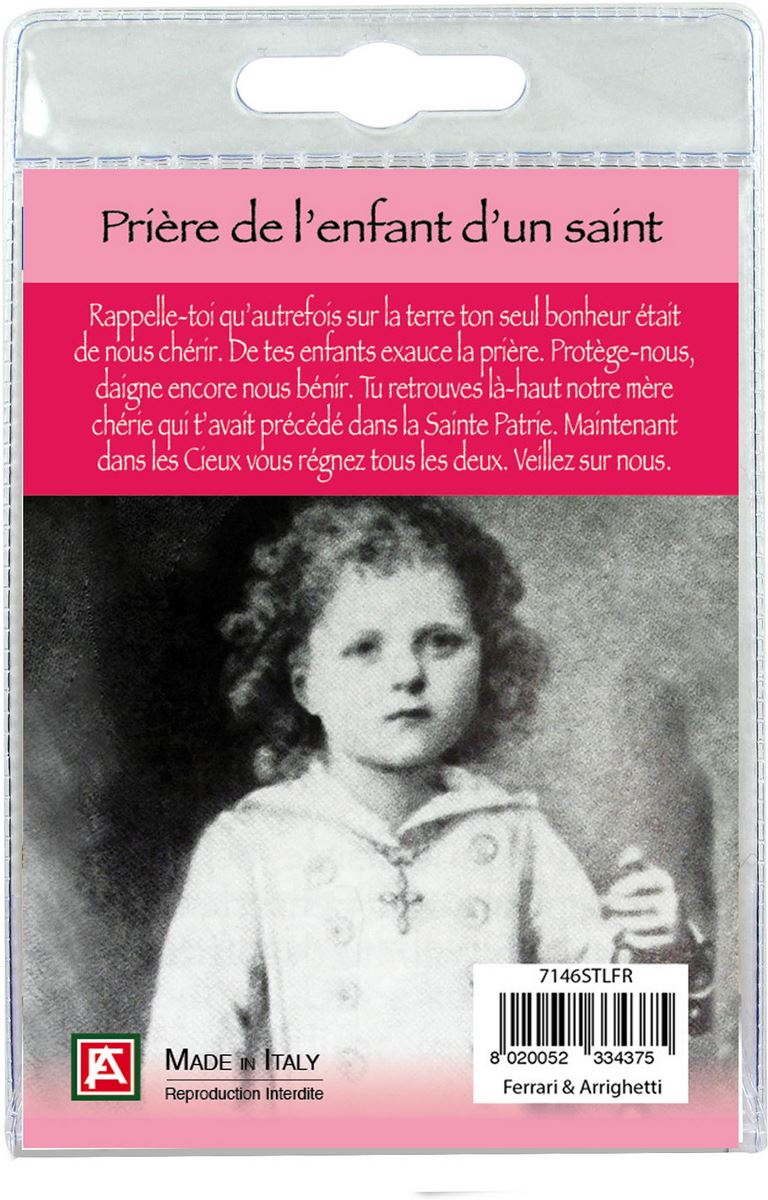 portachiavi santa teresa di lisieux con decina in ulivo e preghiera in francese