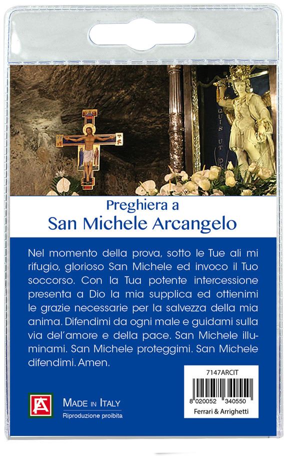 portachiavi doppio san michele arcangelo (a monte sant'angelo) con preghiera in italiano