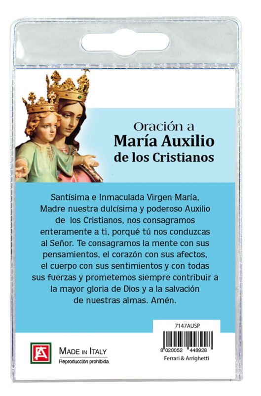 portachiavi madonna ausiliatrice con preghiera in spagnolo