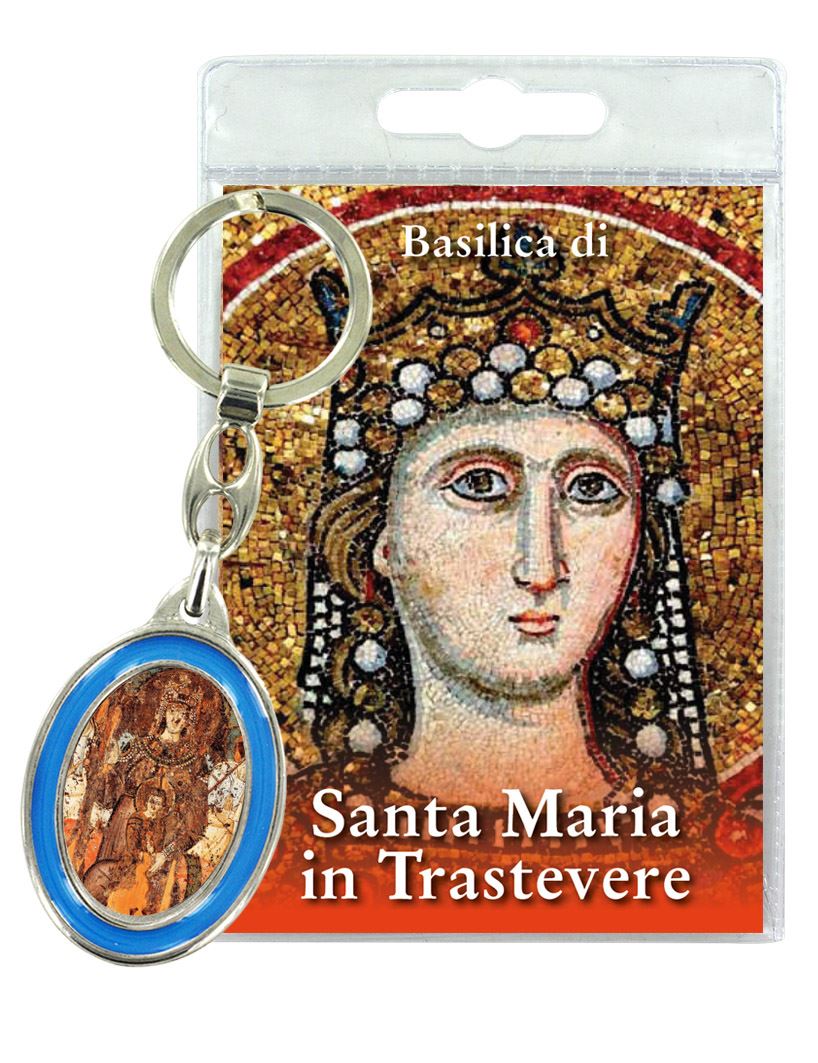 portachiavi basilica santa maria in trastevere con preghiera in italiano