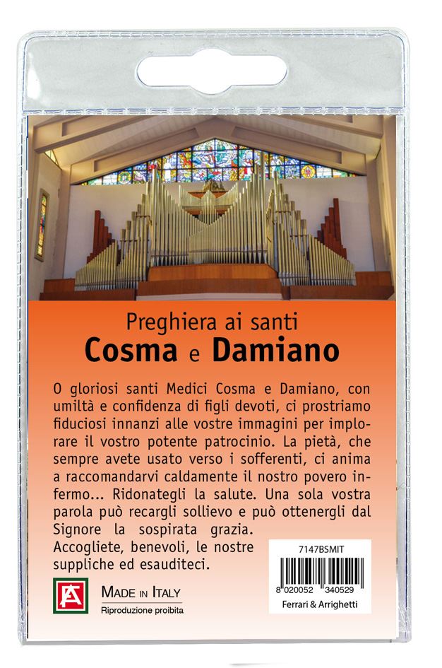 portachiavi doppio santi cosma e damiano (a bitonto) con preghiera in italiano